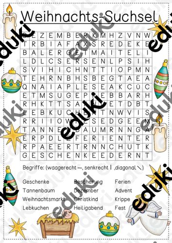 Weihnachten Suchsel (Buchstabengitter) – Unterrichtsmaterial in den