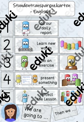 Englisch Stundentransparenzkarten (Version 1) – Unterrichtsmaterial in den Fächern Englisch ...