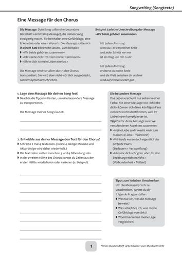 Songtexte schreiben (Songwriting) – Unterrichtsmaterial im Fach Musik