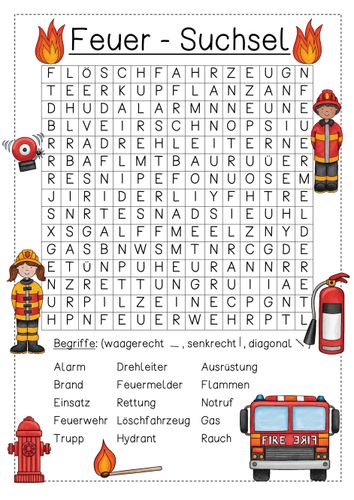 Suchsel zum Thema Feuer/Feuerwehr (2fach differenziert