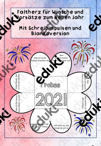 Weihnachtskarten kostenlos, motiv: happy new year, weihnachtsgruesse Faltherz für Wünsche und Vorsätze zum Neuen Jahr - 2021