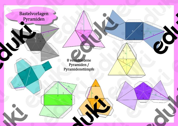 Bastelvorlage 8 verschiedene Pyramiden – Unterrichtsmaterial im Fach
