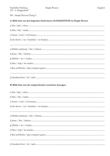Simple-Present-Übung-2 – Unterrichtsmaterial im Fach Englisch