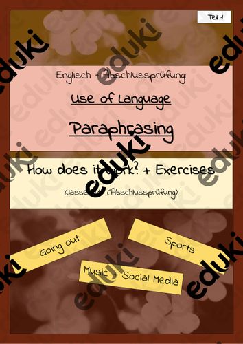 Paraphrasing, Use of Language, Abschlussprüfung, Grammar, Klasse 9 und