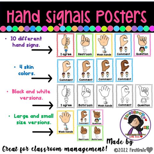 Hands signals Posters for the classroom - material de la siguiente ...
