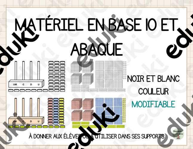Abaques et matériel base 10 modifiables - Ressource pédagogique pour ...