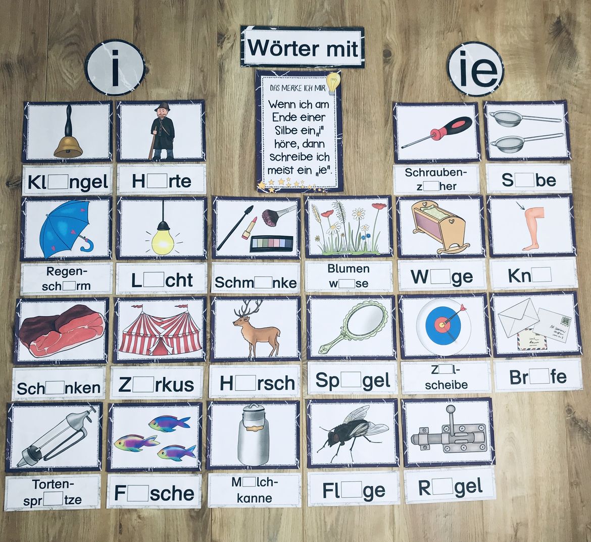 Tafelmaterial - Wörter mit i und ie – Unterrichtsmaterial im Fach Deutsch